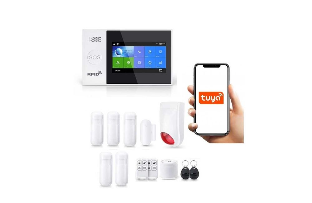 Bezprzewodowy Alarm Lcd 4.3" Gsm Wifi Sms Tuya Po Polsku+5Xpir+Syrena