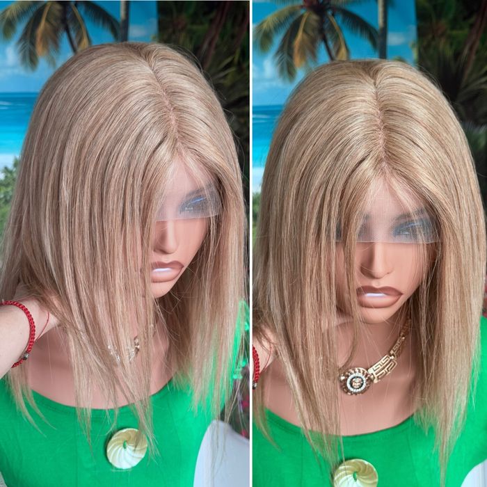 Натуральный парик имитация кожи славянка детские светло русые волосы