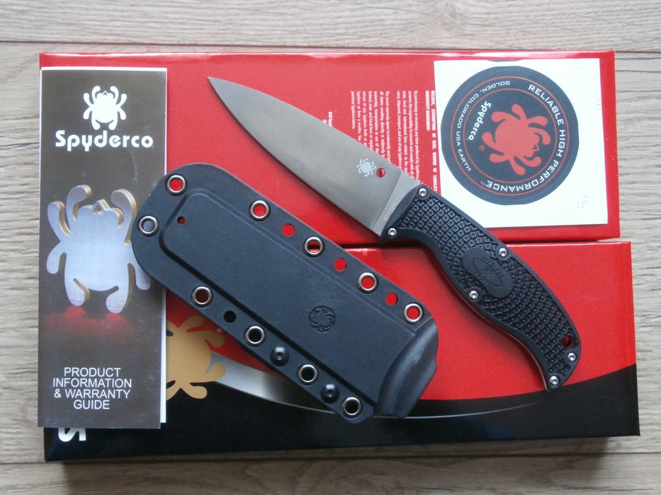 Туристичний,мисливський ніж Spyderco Enuff 2 Coyote/Black 20.2см,тактичний похідний ніж Cпайдерко рукоятка скловолоко FRN,ножни з кріпленням G-Clip.