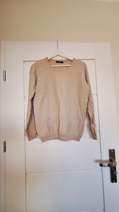 Sweter damski Mango beżowy z kieszeniami oversize M