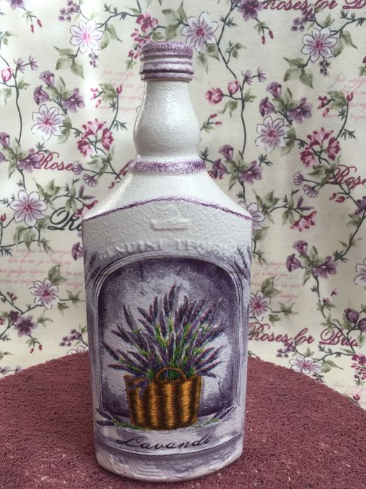 Butelki decoupage rękodzieło prezent imieniny urodziny