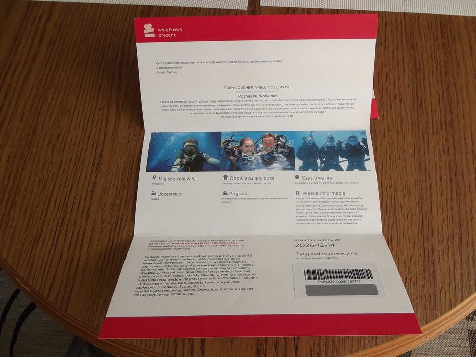 Voucher na nurkowanie Warszawa