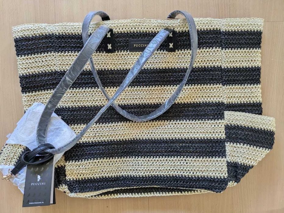 PUCCINI Damska torba pleciona na lato + saszetka/potrfel
