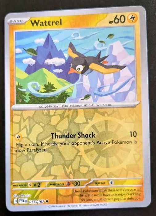 Wattrel 075/167 Reverse Holo Common  Pokemon