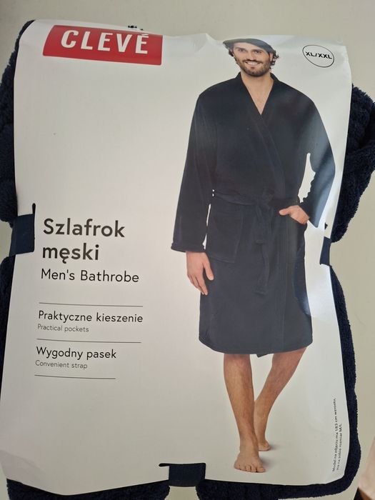Szlafrok męski z paskiem Clevé XL/XXL nowy