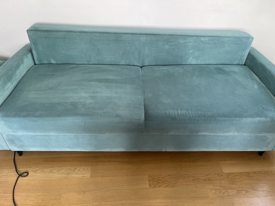 Aktualizacja! Sofa rozkładana z pojemnikiem na pościel, miętowo-morska