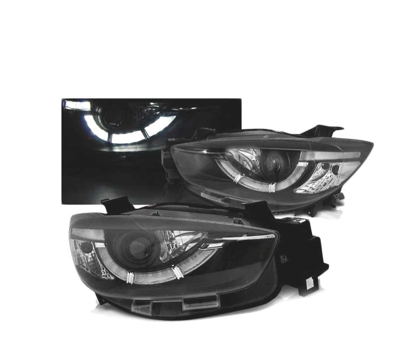 FARÓIS LED TRU DRL MAZDA CX-5 11-15 PRETO LED