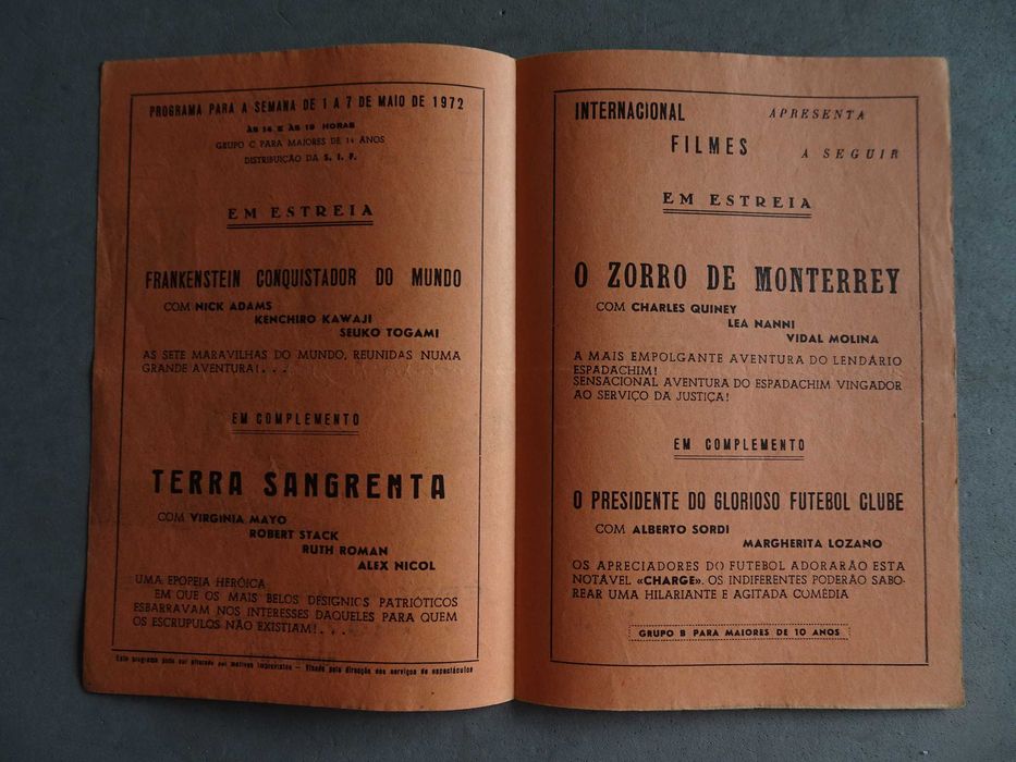 Programa cinema Olympia Frankeinstein conquistador mundo / O Zorro1972