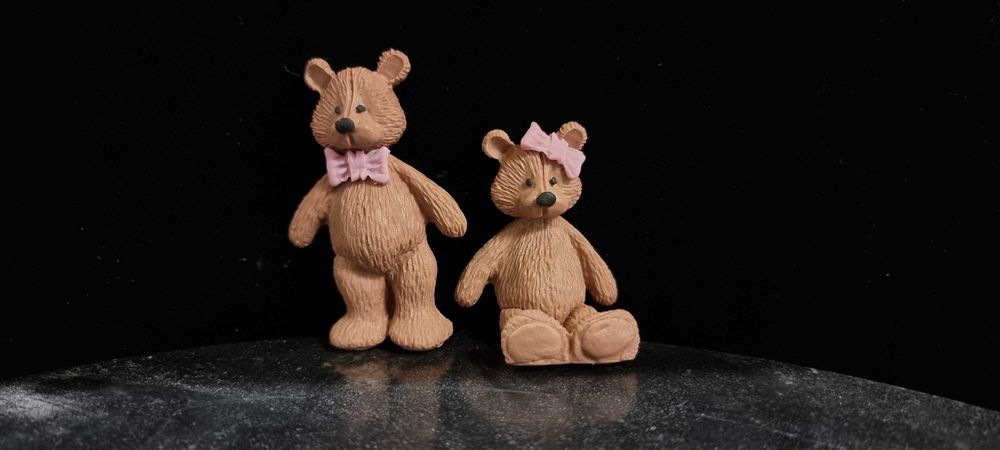 Zestaw na tort misie miś kokardka roczek chrzest