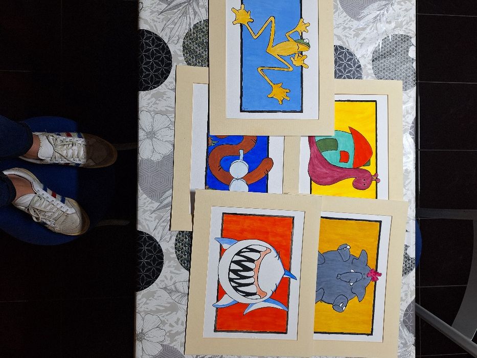 Quadros aguarela pintados à mão