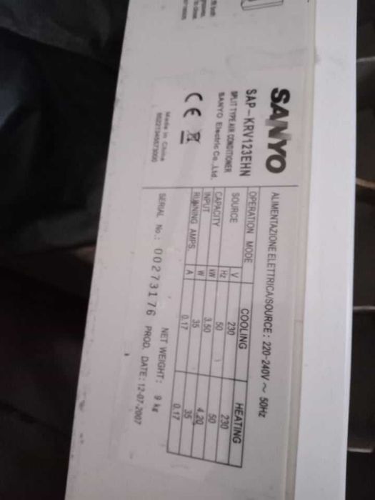 Klimatyzator sanyo czesci pompa ciepła pilot