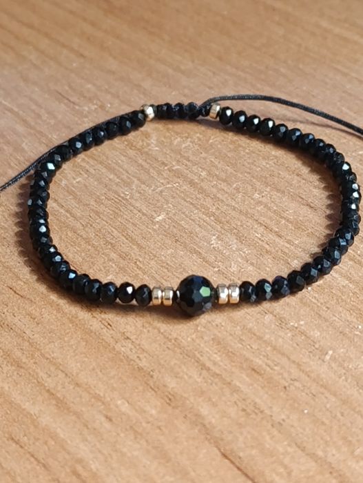 Bransoletka czarny turmalin,spinel ,hematyt