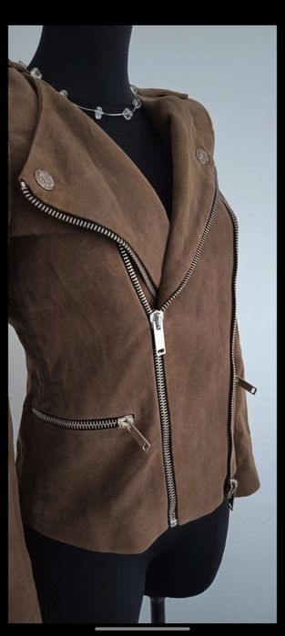 Zara Kurtka ramoneska 100% bawełna 100% wiskoza z imitacją zamszu rozm