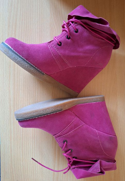 r. 39 sneakersy botki na koturnie kolor FUKSJA RÓŻOWE