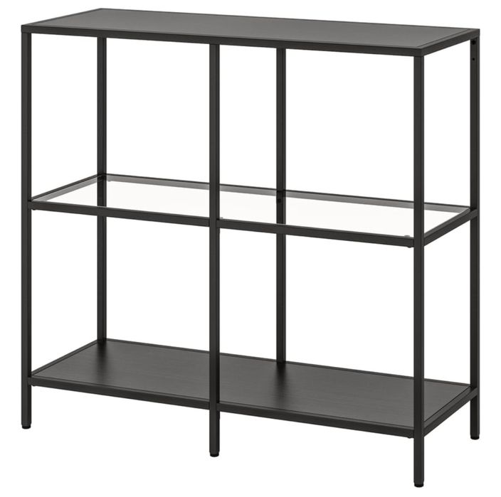 Estante preto-castanho/vidro