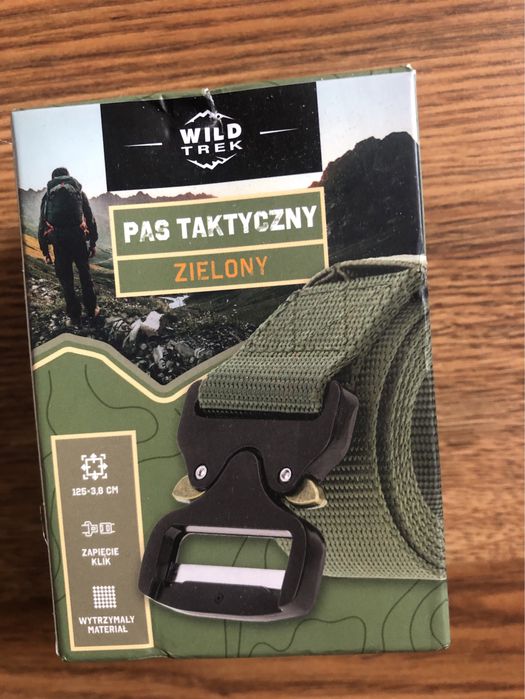 Wild Trek Pas taktyczny pasek militarny survival zielony khaki z zapięciem na klik dł 125 cm wytrzymały