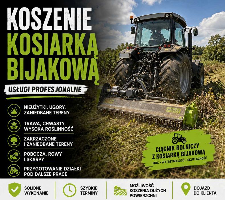 Koszenie kosiarką bijakową – usługi | Szybkie terminy