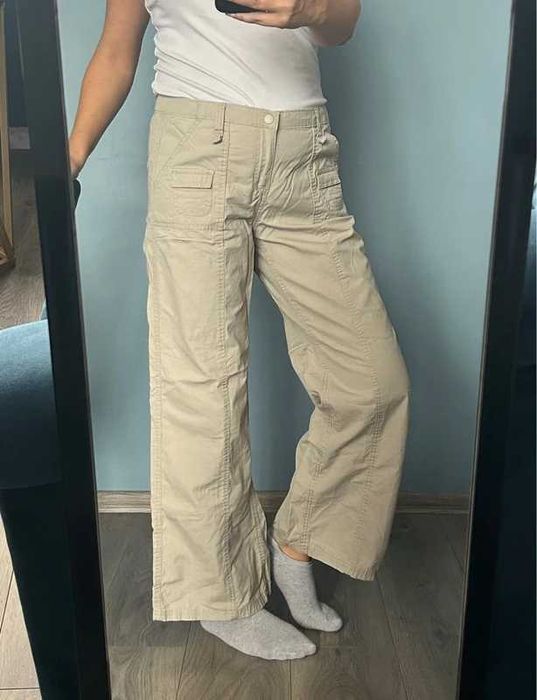 H&M Divided 40 L beżowe spodnie cienkie szerokie nogawki szwedy