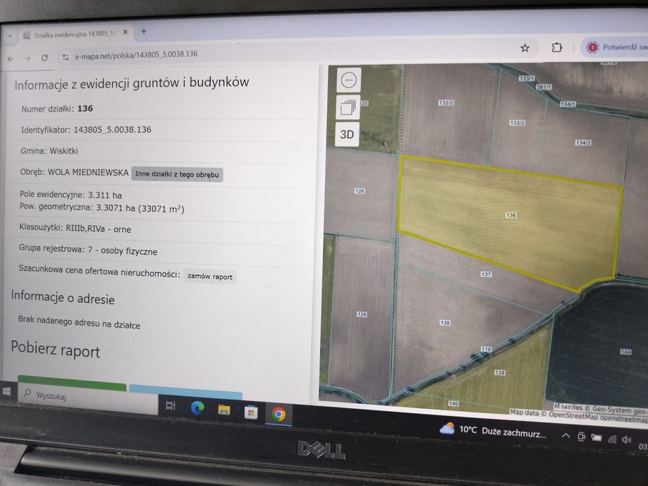 Działka rolna wola miedniewska 3,31 ha