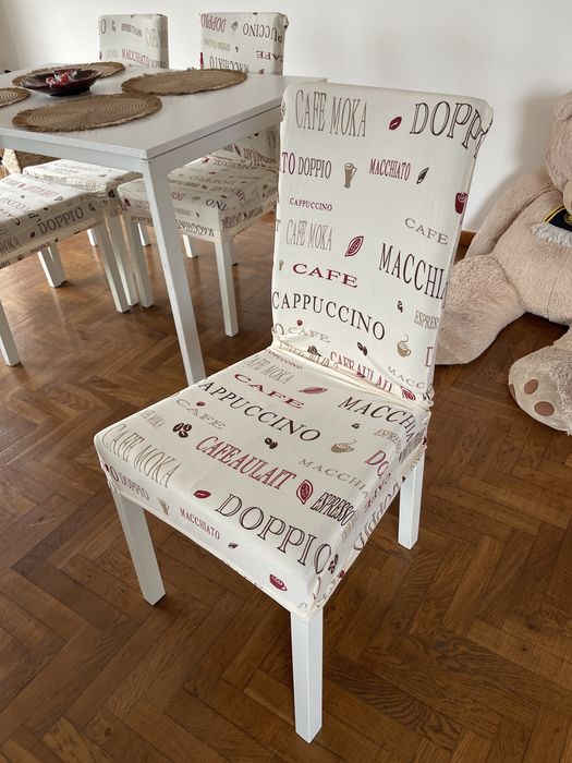 KÄTTIL ( IKEA ) 4 Cadeiras brancas com tecido em cinzento