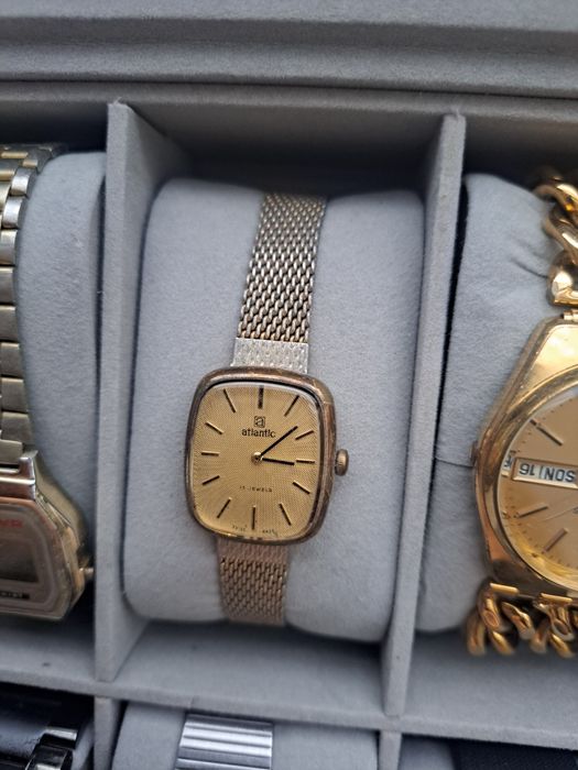 Zegarek atlantic swiss damski złoty bransoleta mesh 4625 rękę mały