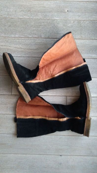 Kozaki skóra zamsz czarne CLARKS 38 szyte