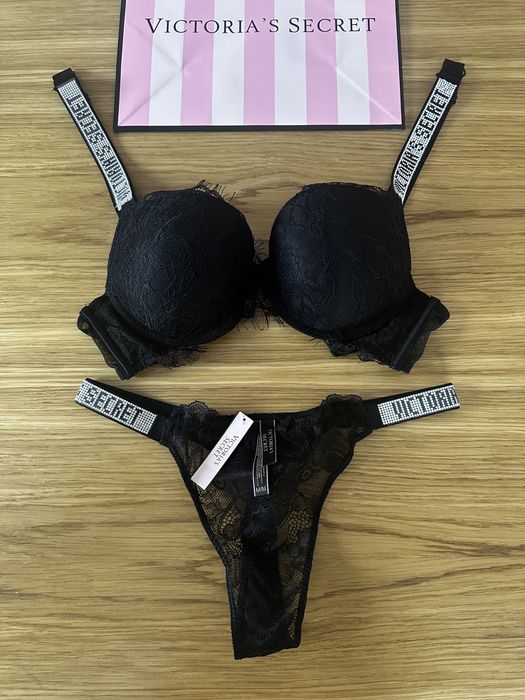 NOWY komplet bielizny Victoria’s Secret rozmiar B75 75B stanik + stringi 34B