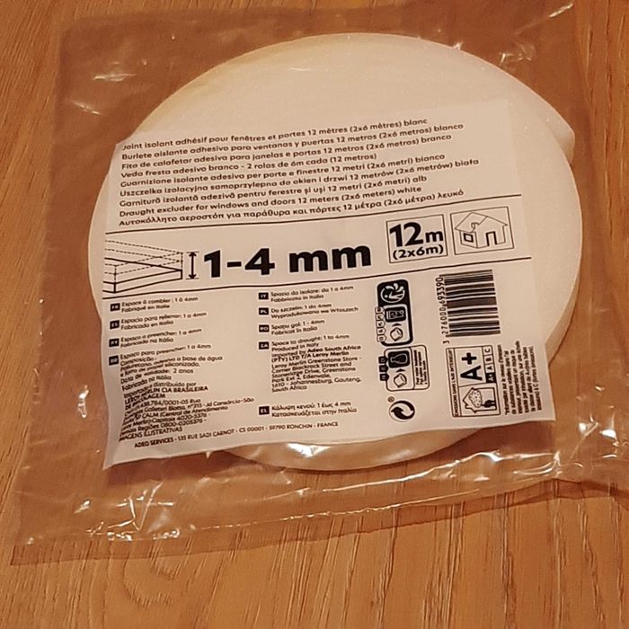 NOVA Fita de Calafetagem 9mmX12mt Espuma Branca