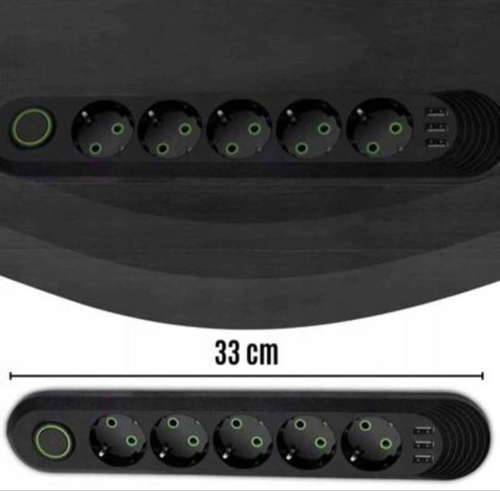 Listwa zasilająca z USB Interlook 8 gniazd czarna