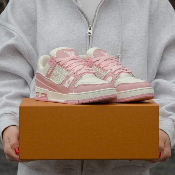 Кросівки Louis Vuitton LV Trainer Sneakers White/Pink (Luxe)