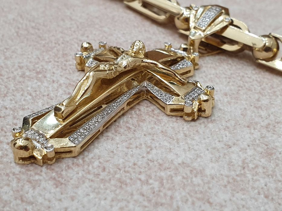 Złoty Łańcuch+Złoty Krżyz+Diamenty 158szt.Najnowsza Kolekcja KC-129gr.