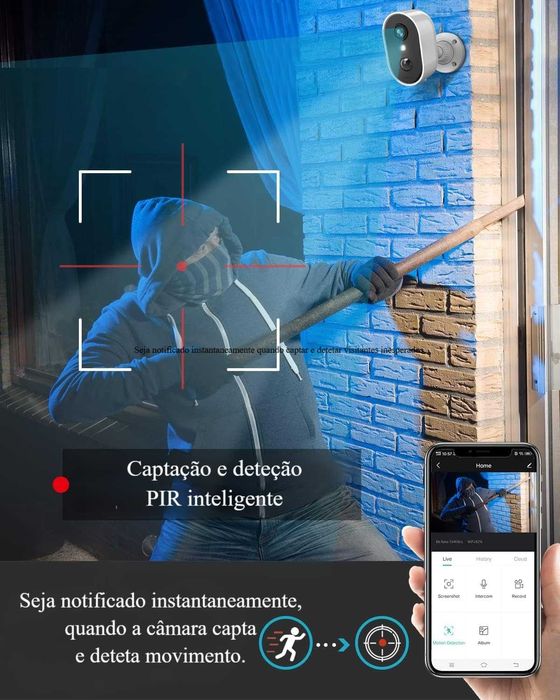 Câmara Vigilância/FullHD/WiFi/Exterior/Interior/Sem Fios/Bateria
