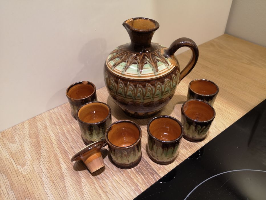 Karafka z sześcioma kieliszkami, art Deco