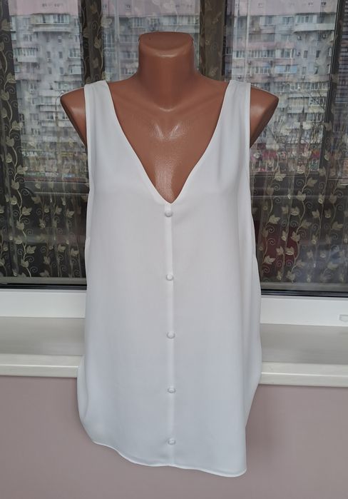 Женская белая шифоновая блузка майка