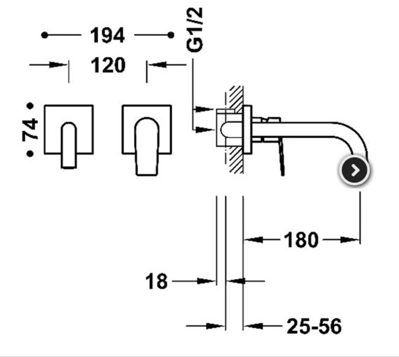 TRES Project Bateria Umywalkowa Podtynkowa 18cm Czarny Mat FV 23%