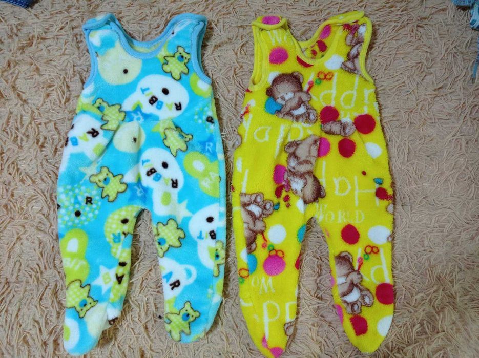 НОВЫЕ 1-3 мес плюшевые с начесом человечек ползунки