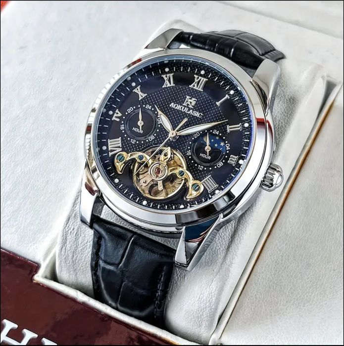 Автоматичний годинник AOKULASIC з чорним циферблатом