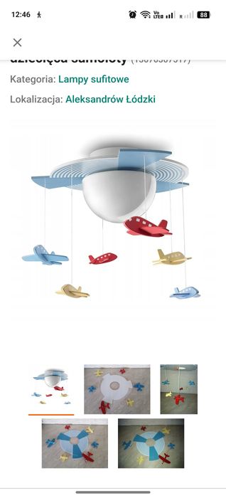 Żerandol lampa sufitowa dziecięcy