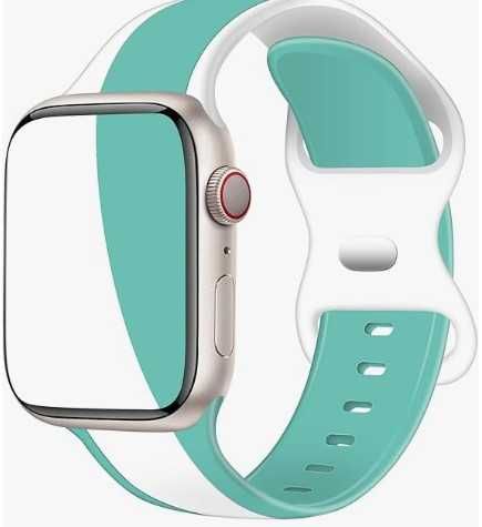 Silikonowy pasek do zegarka Apple Watch biało-miętowy TopPerfekt