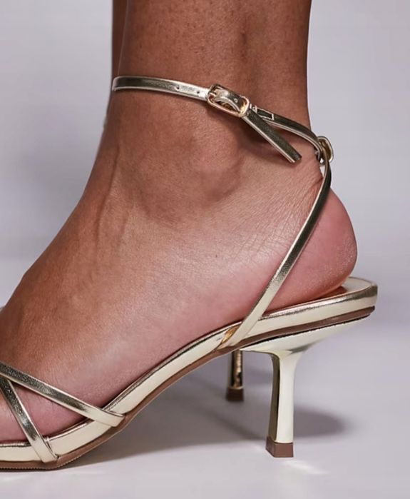 PUBLIC desire piękne złote sandały buty na obcasie sexy sandałki 41