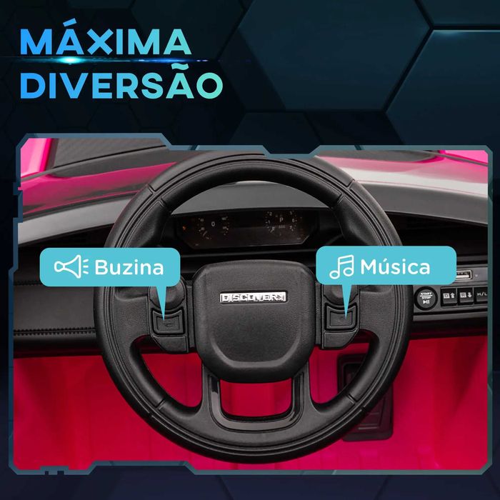 Carro Elétrico p/ Crianças c/ Licença Land Rover Bateria 12V, Rosa
