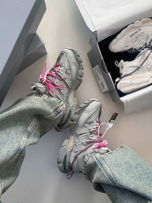 Кросівки Balenciaga Track Trail Laces WMNS Grey Pink / кроси Баленсіаг