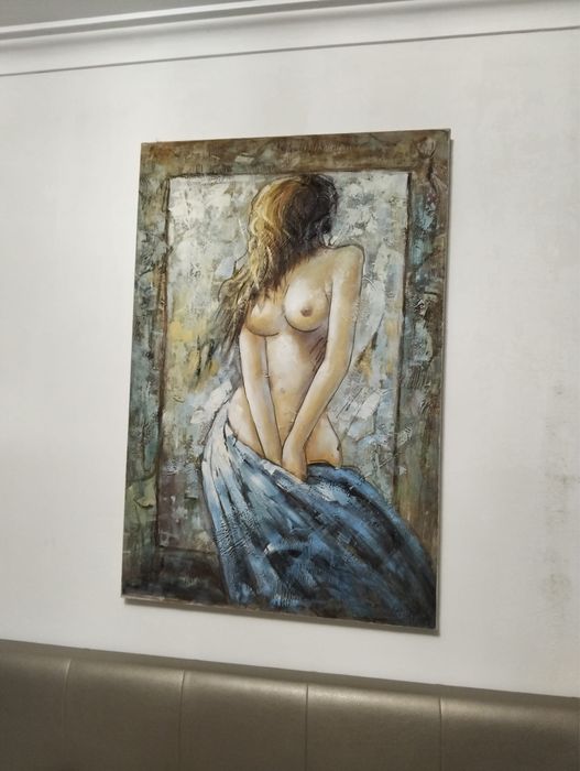 Quadro de quarto pintado á mão com 80cm x 60cm