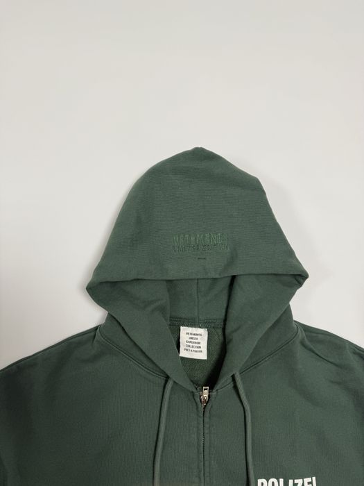 зип худи Vetements Polizei green cropped zip up