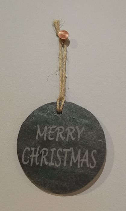 Zawieszka z grawerem łupek naturalny prezent bombki na choinkę