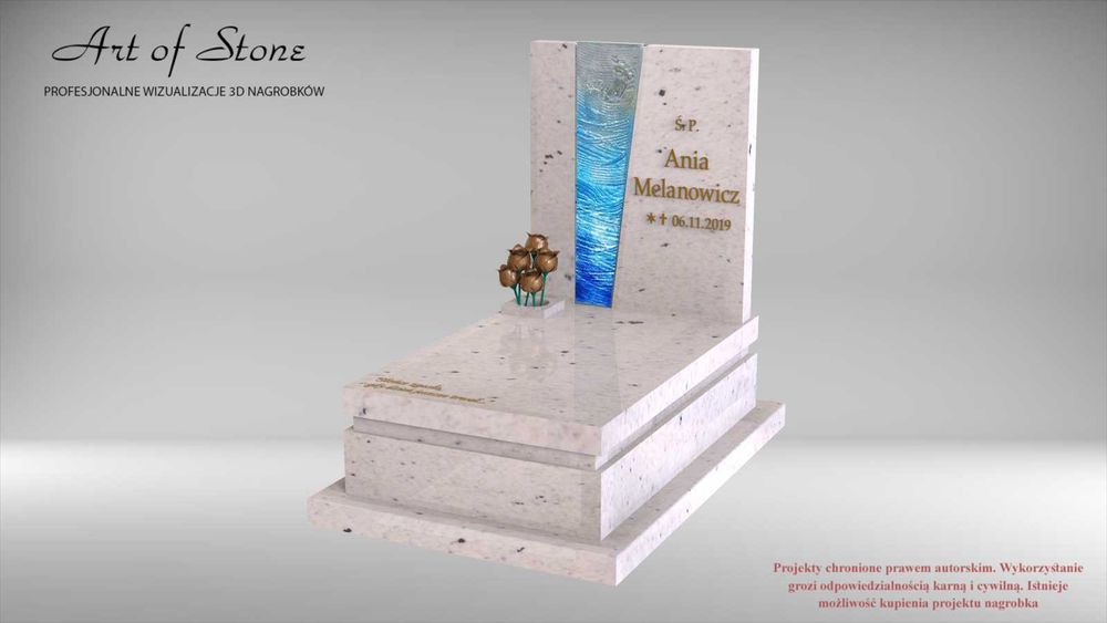 Nagrobek dziecięcy biały ze szkłem, darmowa dostawa