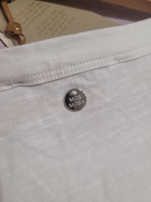 Nowa z metką biała bluzka tshirt z beżowym nadrukiem Mos Mosh new 38