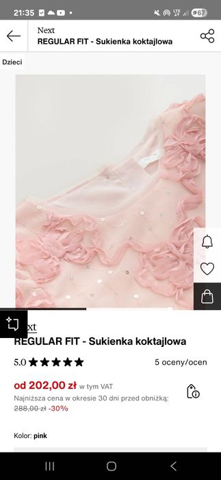 Sukienka next tiulowa 134