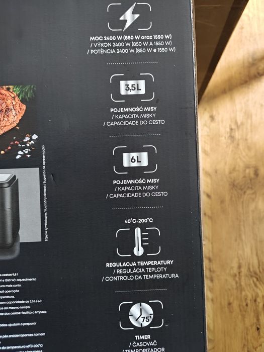 Frytkownica beztłuszczowa 2-komorowa hoffen 9,5L