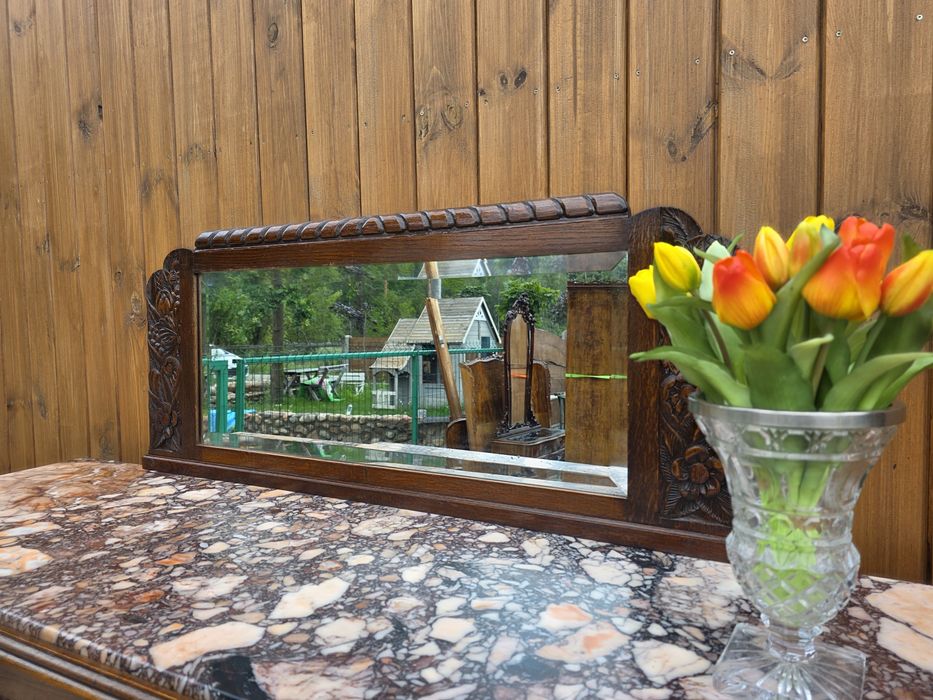 Secesyjna komoda bufet z marmurem i lustrem 160cm #1960 Stylowy Węgrów